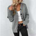 Cardigan à capuche en maille côtelée, coloris gris, vu de face