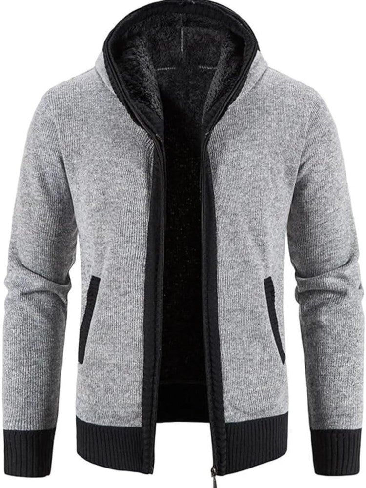 Cardigan à capuche en maille, gris clair