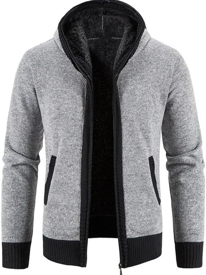 Cardigan à capuche en maille, gris clair