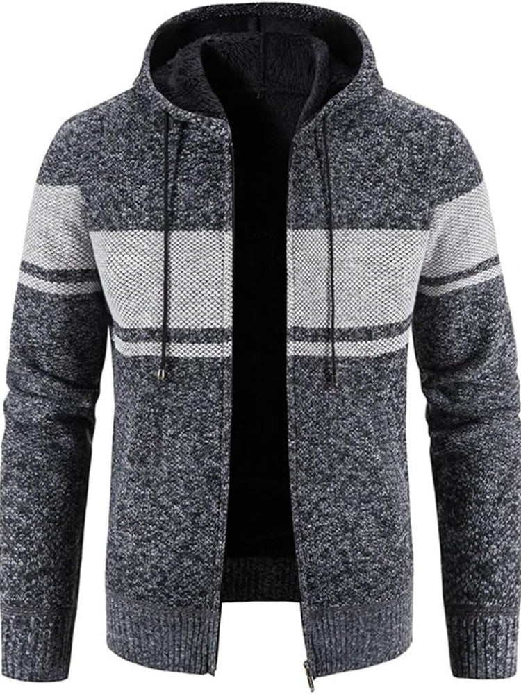 Cardigan à capuche en maille, gris foncé