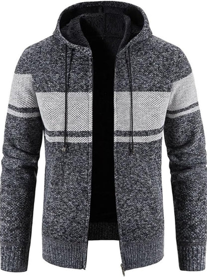Cardigan à capuche en maille, gris foncé