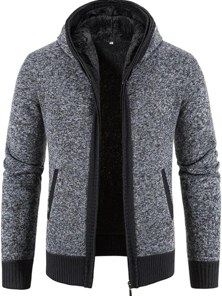 Cardigan à capuche en maille, gris