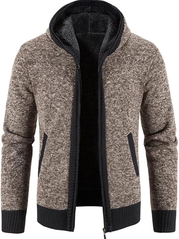 Cardigan à capuche en maille, marron clair