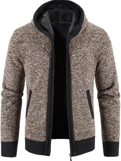 Cardigan à capuche en maille, marron clair