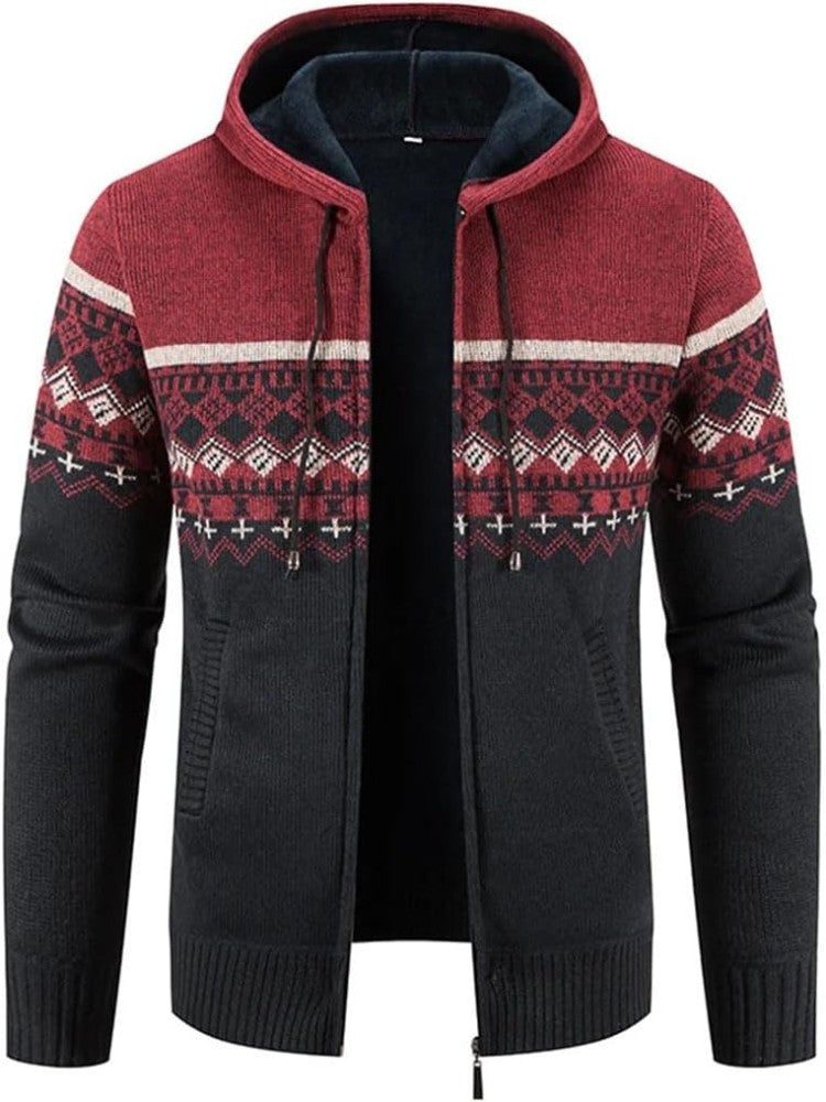 Cardigan à capuche en maille, rouge