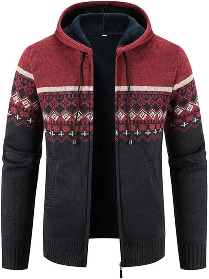 Cardigan à capuche en maille, rouge