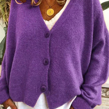 Cardigan col V boutonné