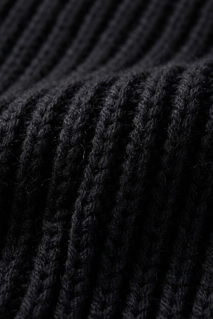 Cardigan côtelé sans boutons, détail de la maille côtelée