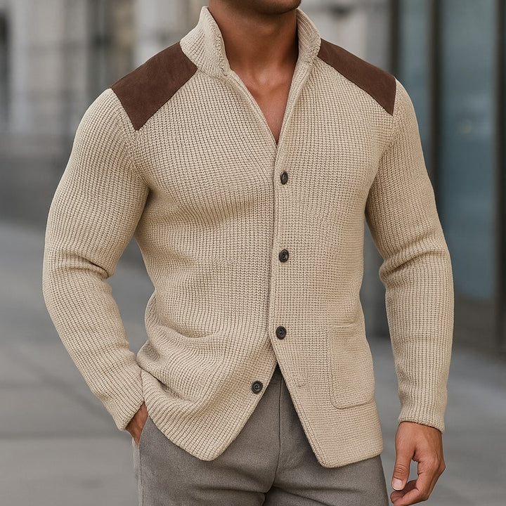Cardigan à empiècements épaules in Cream | By Old Money