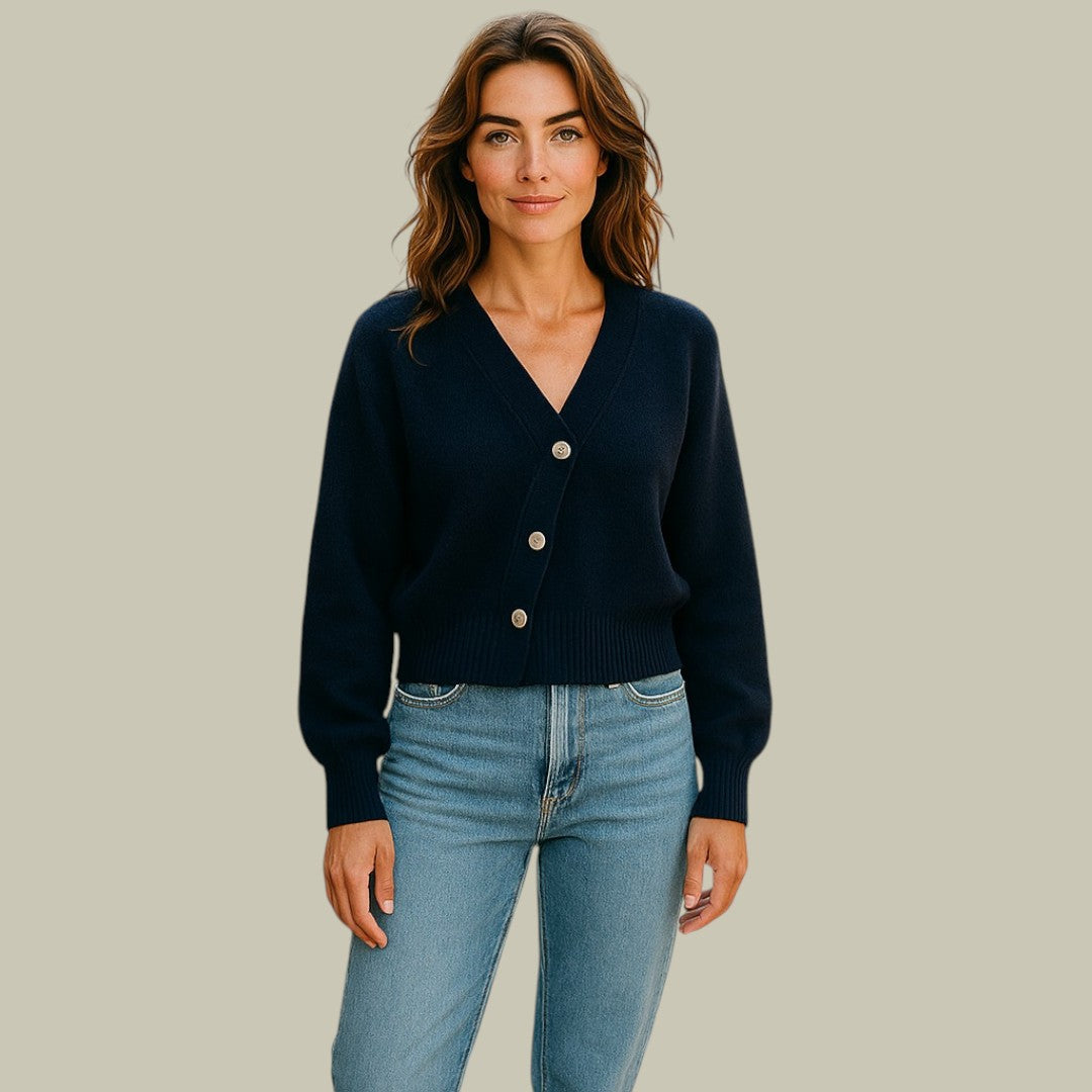 Cardigan en laine mérinos, bleu marine