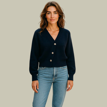 Cardigan en laine mérinos, bleu marine