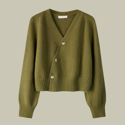 Cardigan en laine mérinos, vert olive