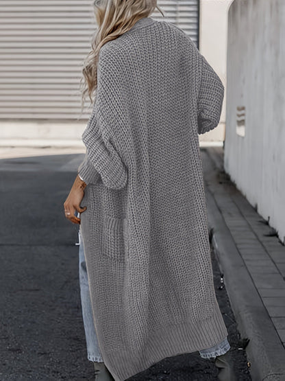 Cardigan maxi à poches, coloris gris, vue de dos