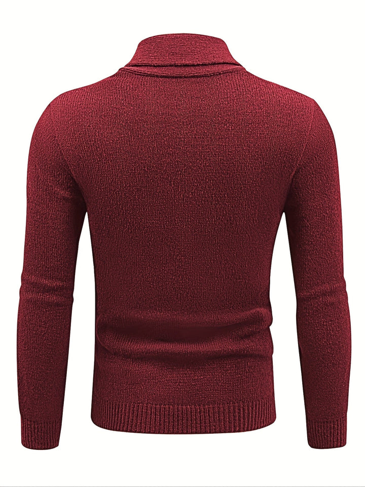 Dos du cardigan bordeaux en maille fine unie, poignets et bas de vêtement côtelés