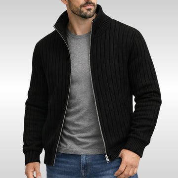 Cardigan zippé côtes larges