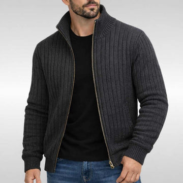 Cardigan zippé côtes larges