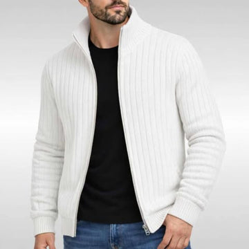 Cardigan zippé côtes larges