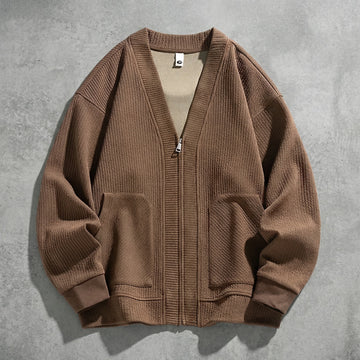 Cardigan zippé oversize à col en V
