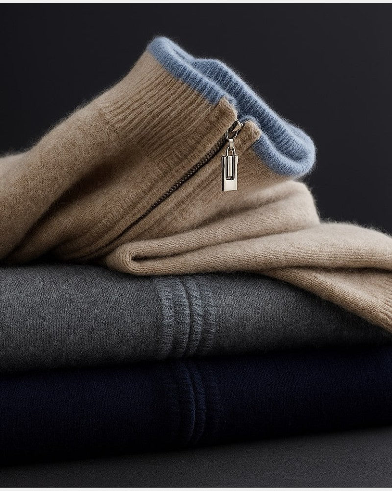 Cardigan zippé col montant, fermeture zippée et col