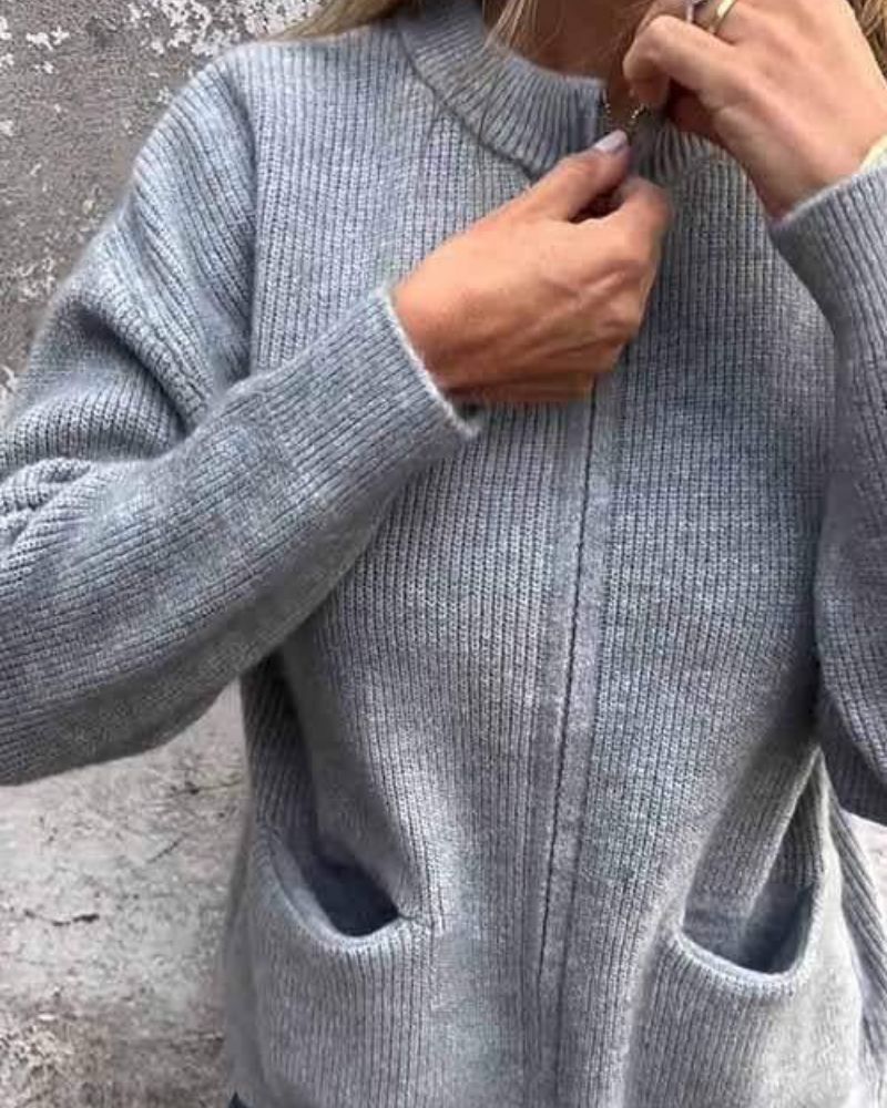 Cardigan zippé poches plaquées, zip et poche