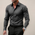 Chemise ajustée col classique, gris foncé