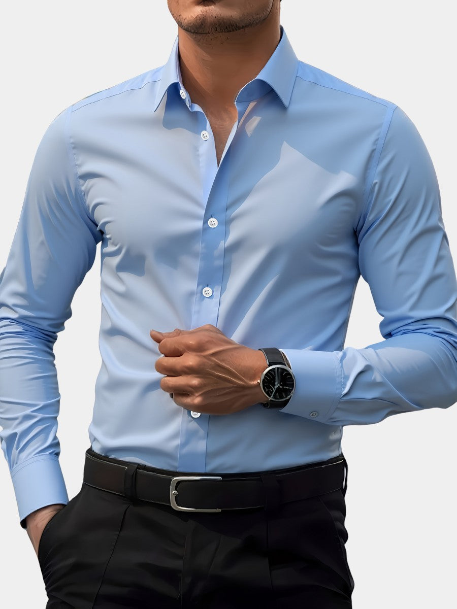 Chemise ajustée col italien, vue 1