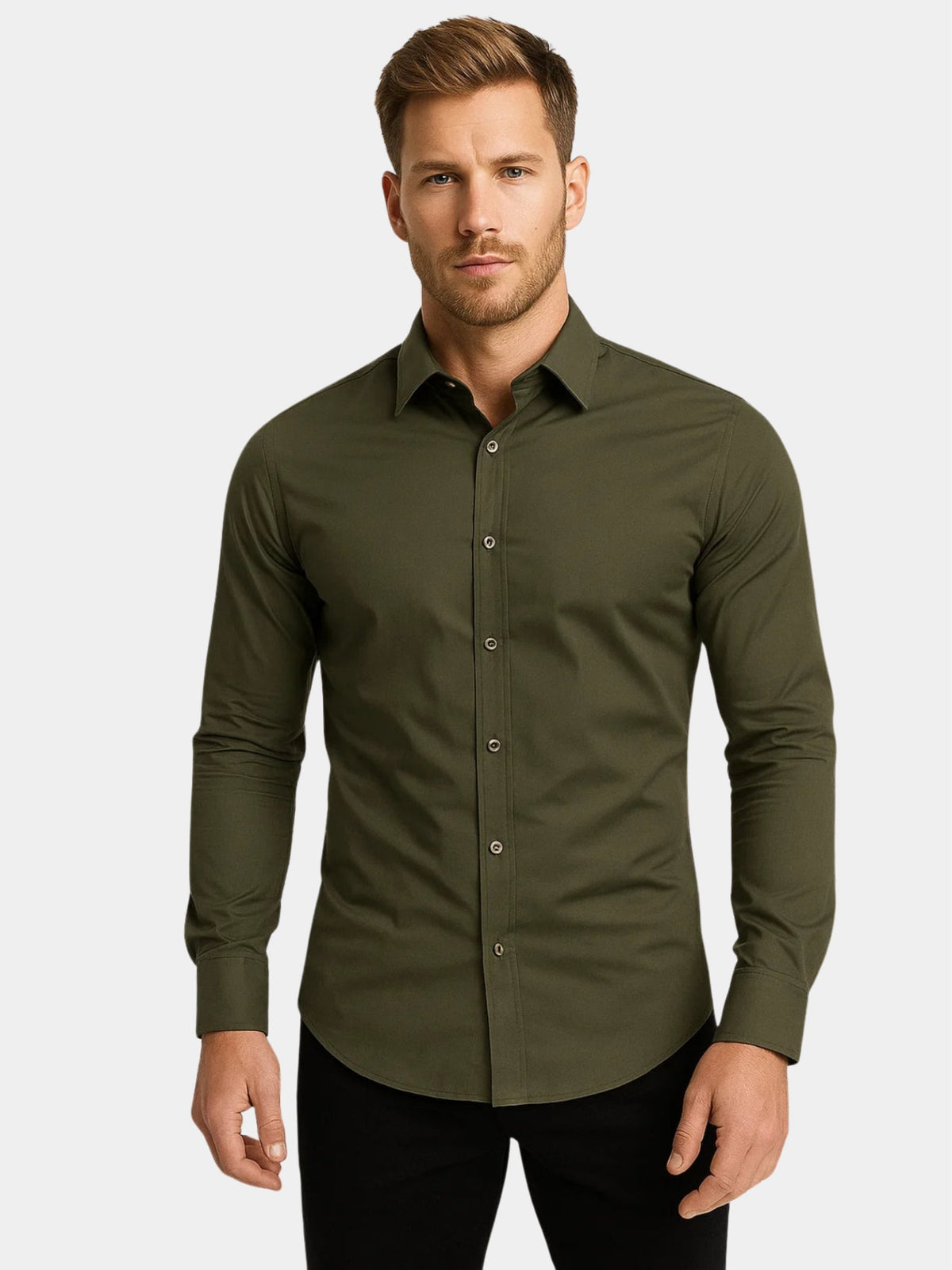 Chemise ajustée unie, vue 1