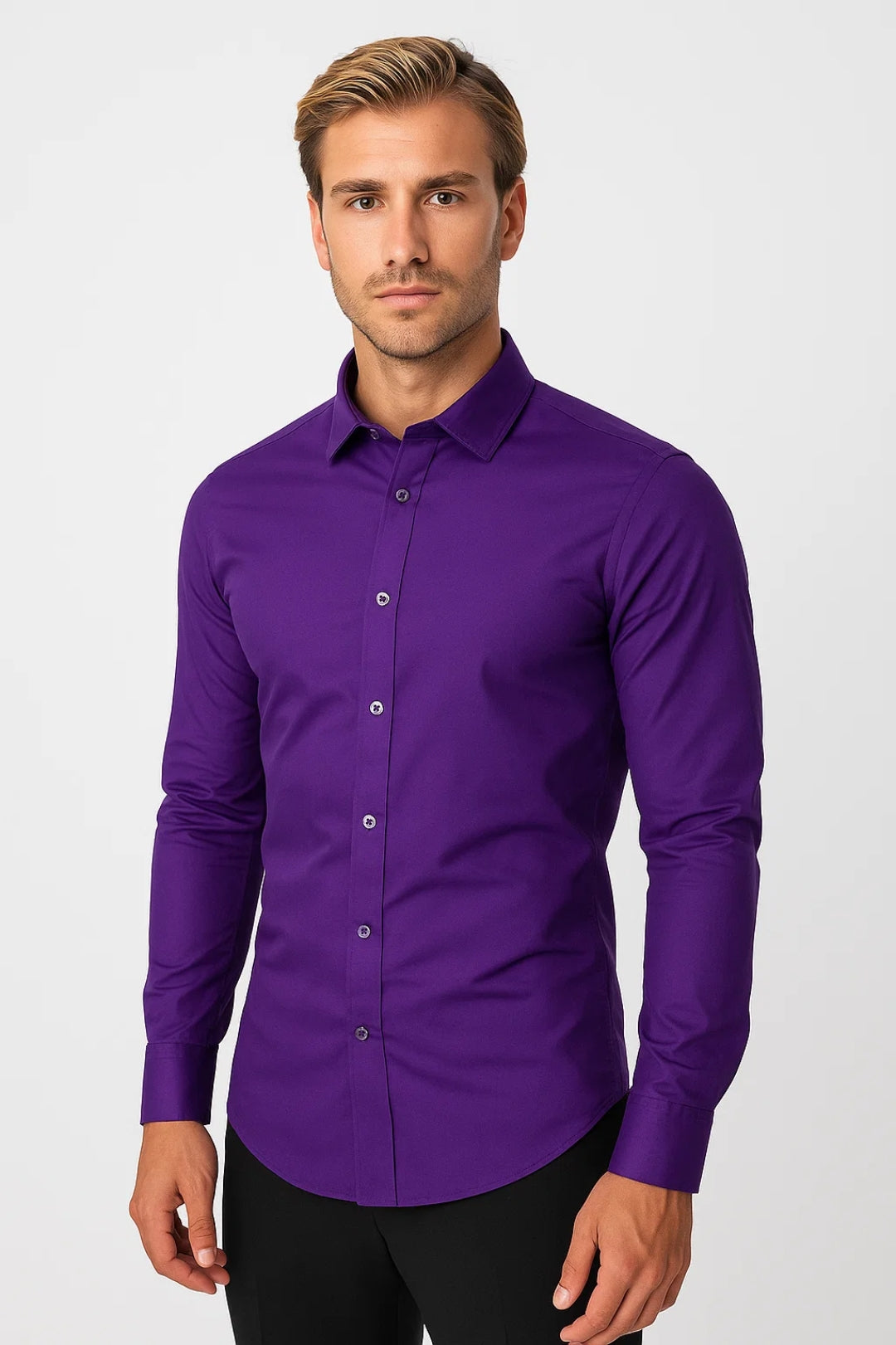 Chemise ajustée unie, violet