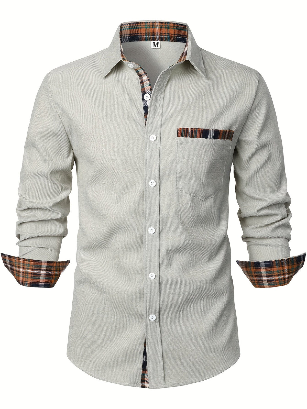 Chemise côtelée à carreaux, crème