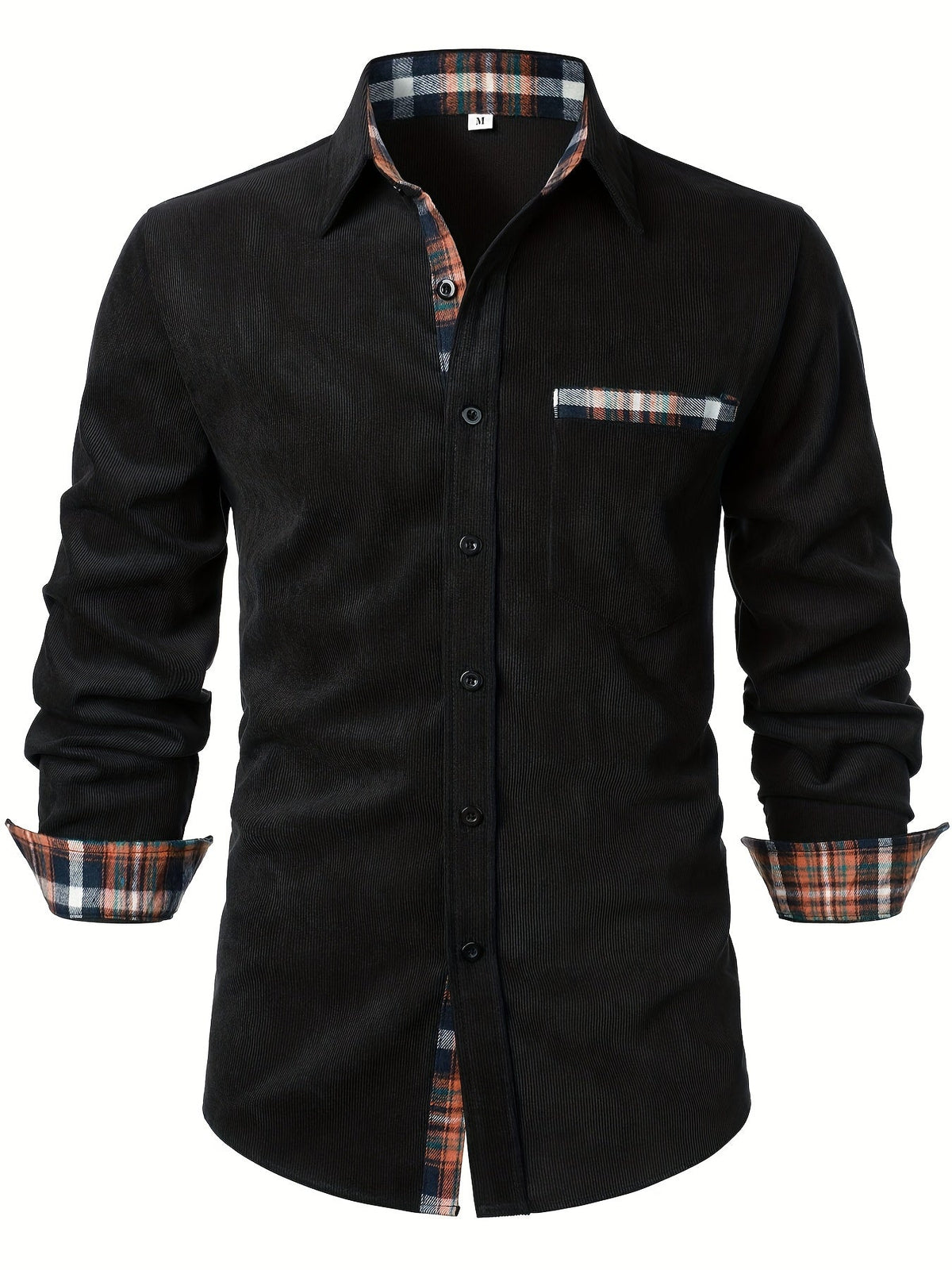Chemise côtelée à carreaux, noir