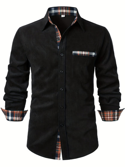 Chemise côtelée à carreaux, noir