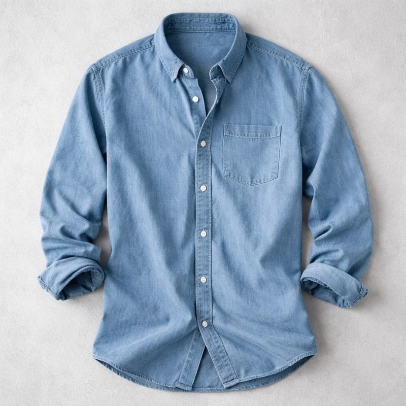 Chemise délavée à poche, bleu ciel