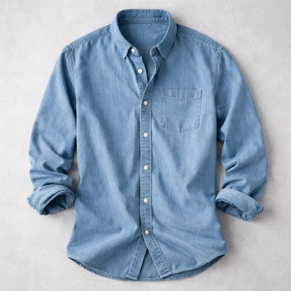 Chemise délavée à poche, bleu ciel