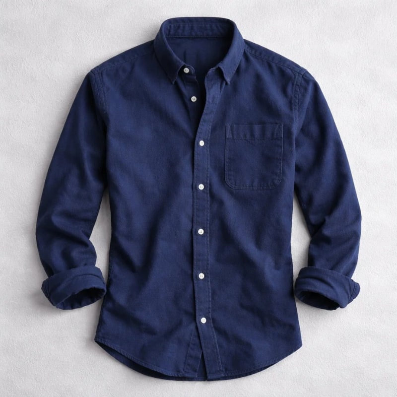Chemise délavée à poche, bleu marine