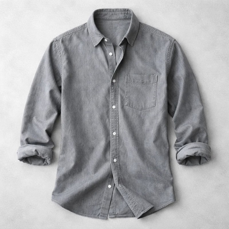Chemise délavée à poche, gris