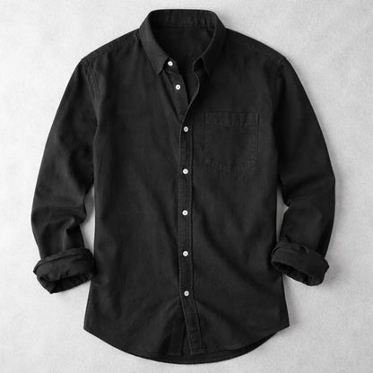 Chemise délavée à poche, noir