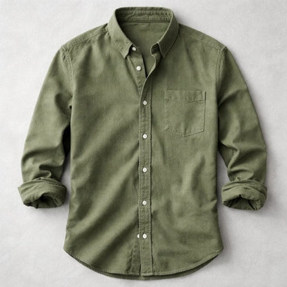 Chemise délavée à poche, vert olive