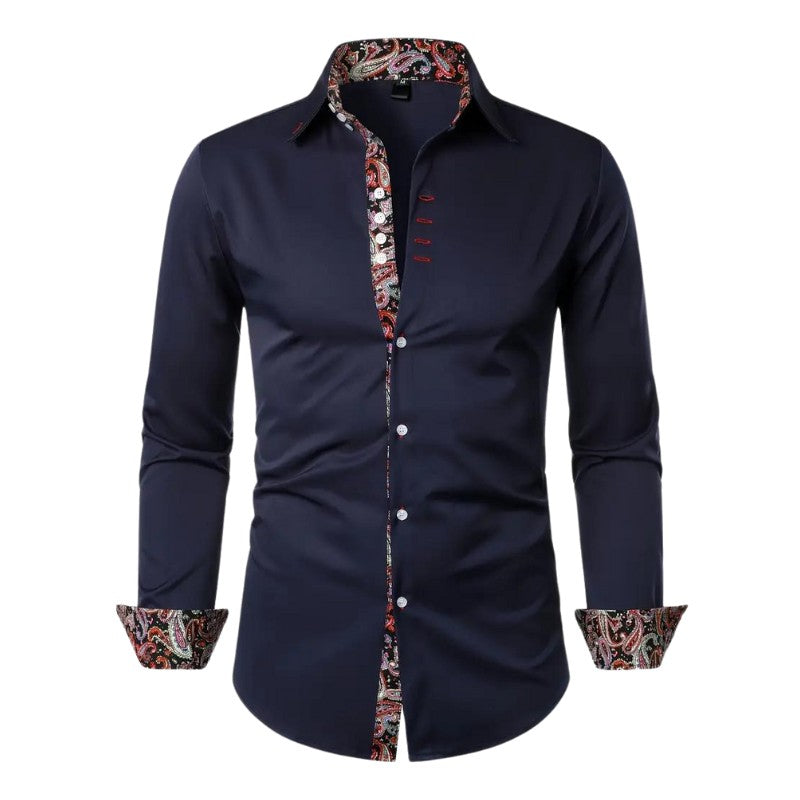 Chemise à finitions paisley, bleu foncé