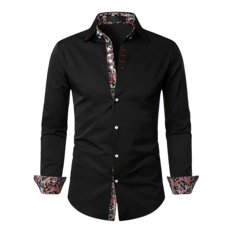 Chemise à finitions paisley, noir