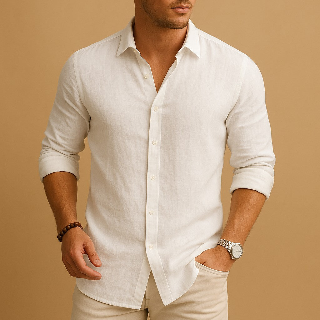 Chemise légère manches longues, coloris blanc, vue de face