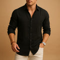 Chemise légère manches longues, coloris noir, vue de face