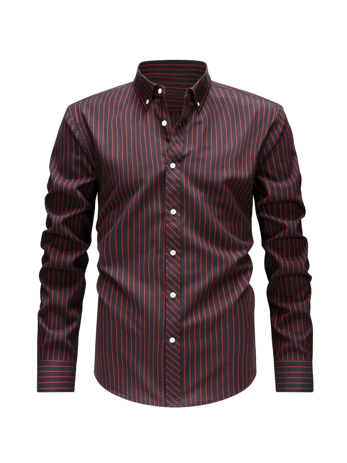 Chemise rayée col boutonné, bourgogne