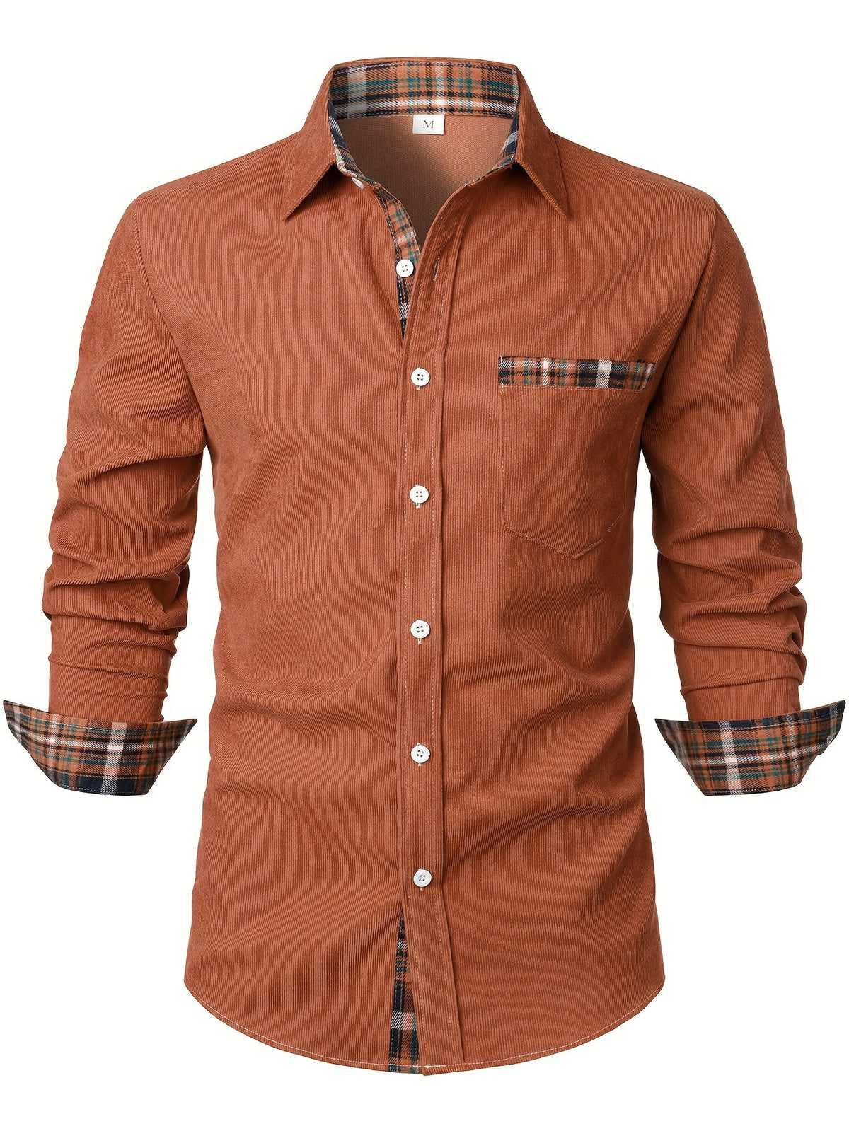 Chemise côtelée à carreaux, rouille