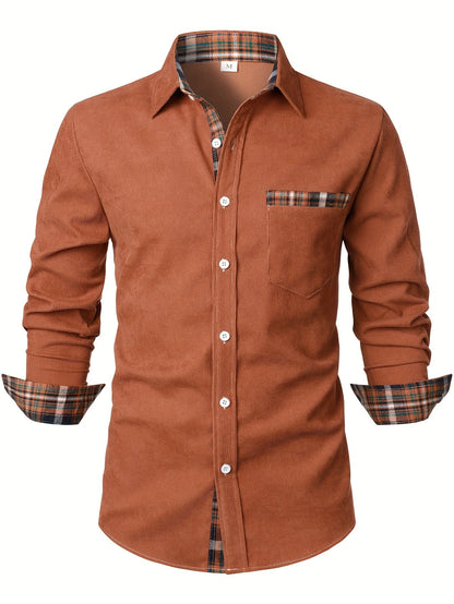 Chemise côtelée à carreaux, rouille