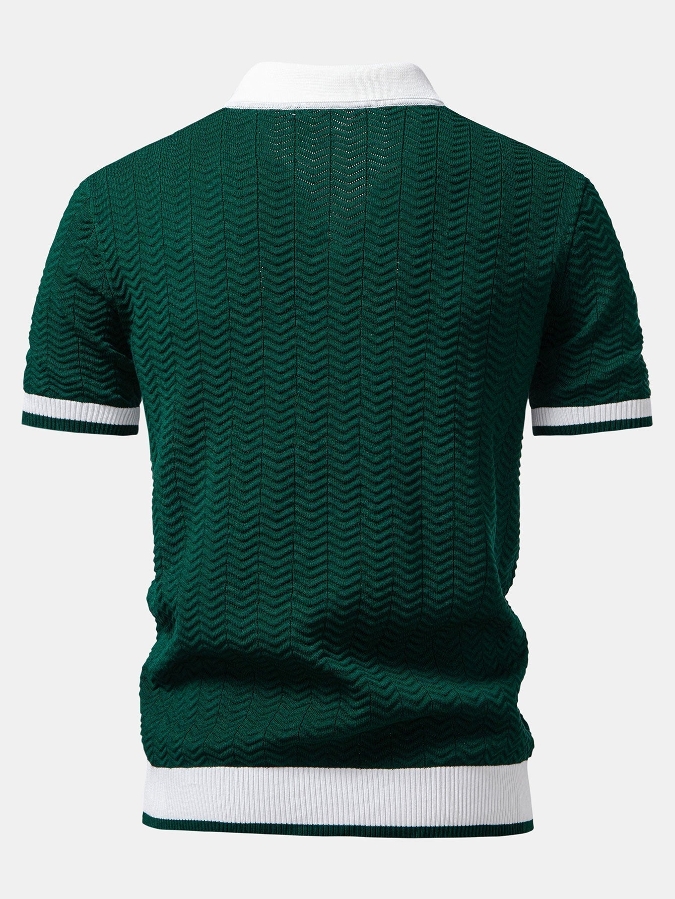 Chevron Knit Polo — forest green — By Old Money