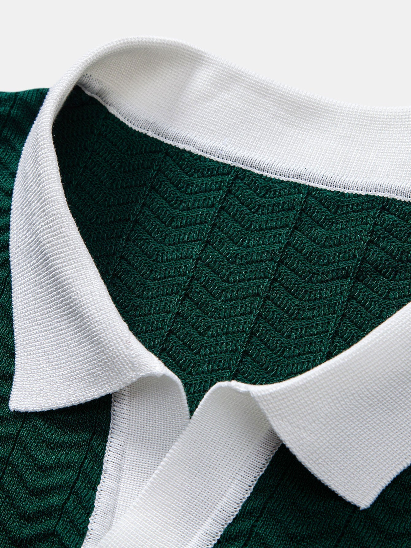 Chevron Knit Polo — forest green — By Old Money