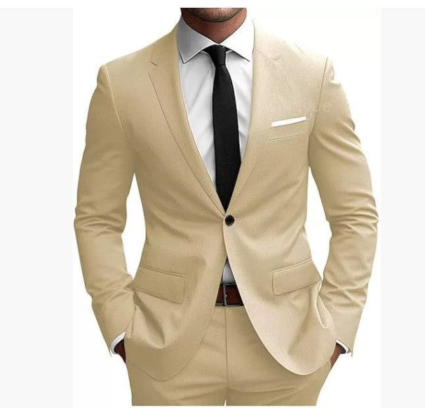 Costume ajusté deux pièces, beige