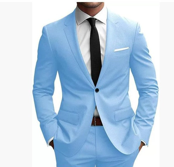 Costume ajusté deux pièces, bleu clair