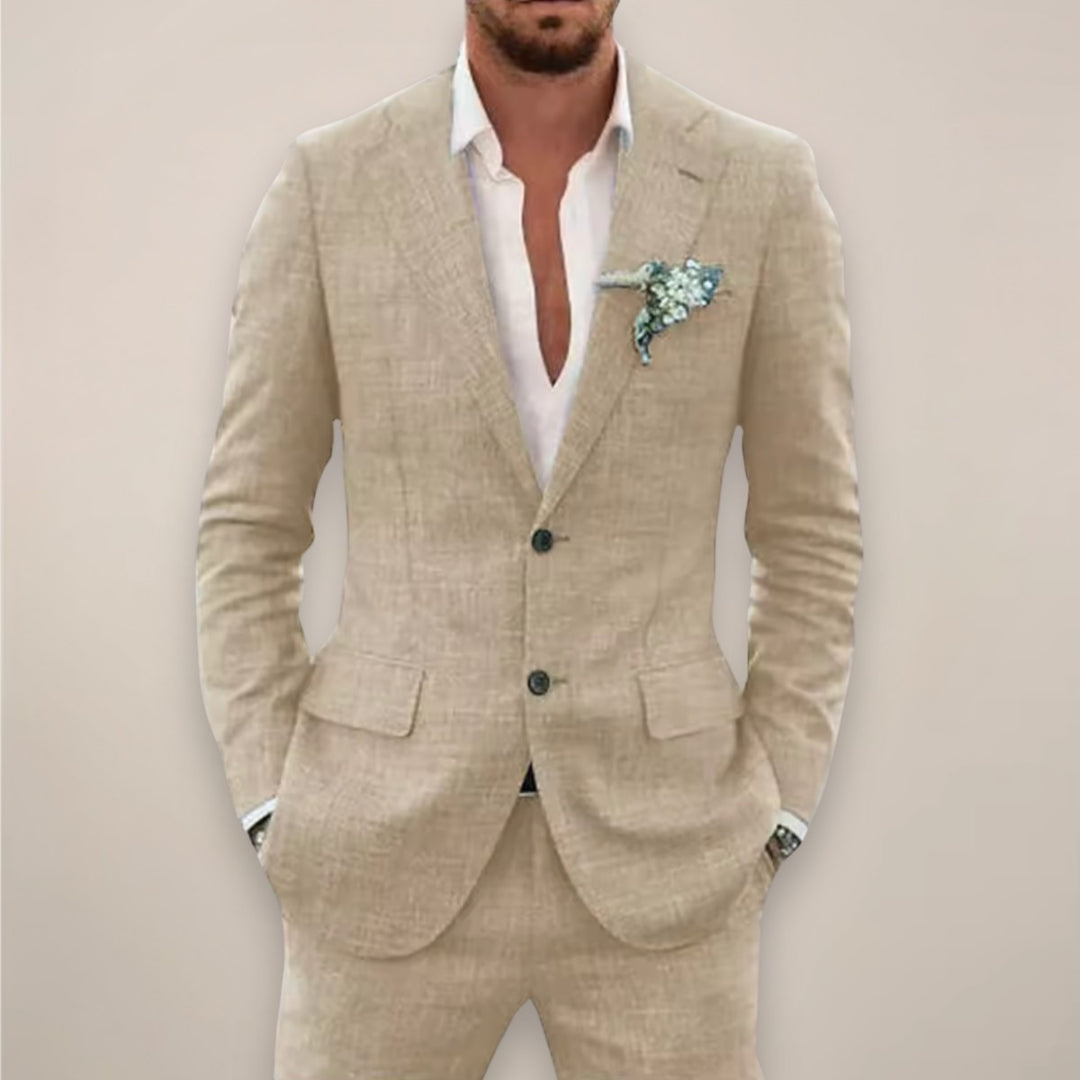 Costume deux pièces ajusté, coloris beige