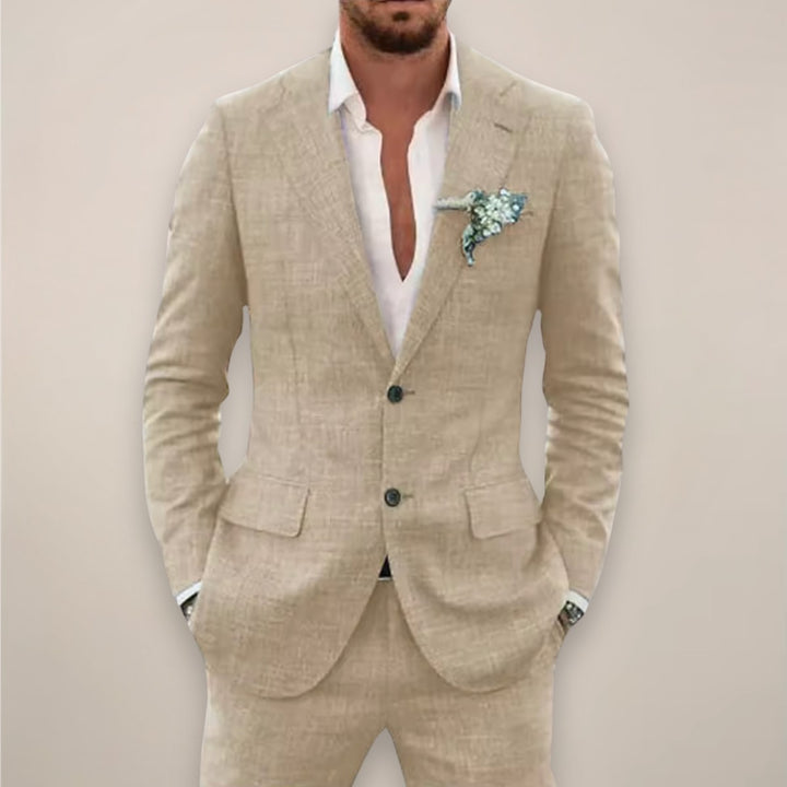 Costume deux pièces ajusté, coloris beige